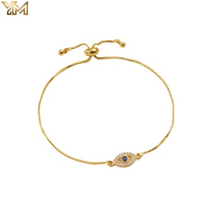 Tobillera YM chapada en oro de 18 quilates con ojo de Evii multicolor y esmalte, dije de ojo de Evii, joyería de playa al por mayor - Product Image 5