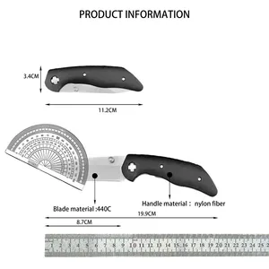 Cuchillo plegable de bolsillo 7506, hoja 440c, mango de fibra de nailon, cuchillos de supervivencia para caza en la jungla, herramientas EDC para senderismo y acampada al aire libre - Product Image 6