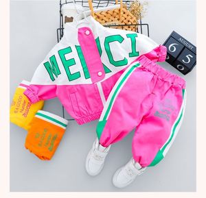 Conjunto Deportivo Informal de Otoño 2020, Venta al por Mayor, Manga Larga, con Cierre y Letras, Ropa para Bebés, Niños y Niñas - Product Image 1