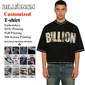 Özel %100 Pamuklu Büyük Beden Düşük Omuzlu Kare Kesim Kalın Kumaş Kırpılmış Vintage Kısa Taşlı Eskitme Erkek Tişörtü - Product Image 1