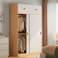 Armoire moderne en bois massif avec portes coulissantes, durable et facile à assembler, pour le rangement de la chambre, utilisation pour enfants