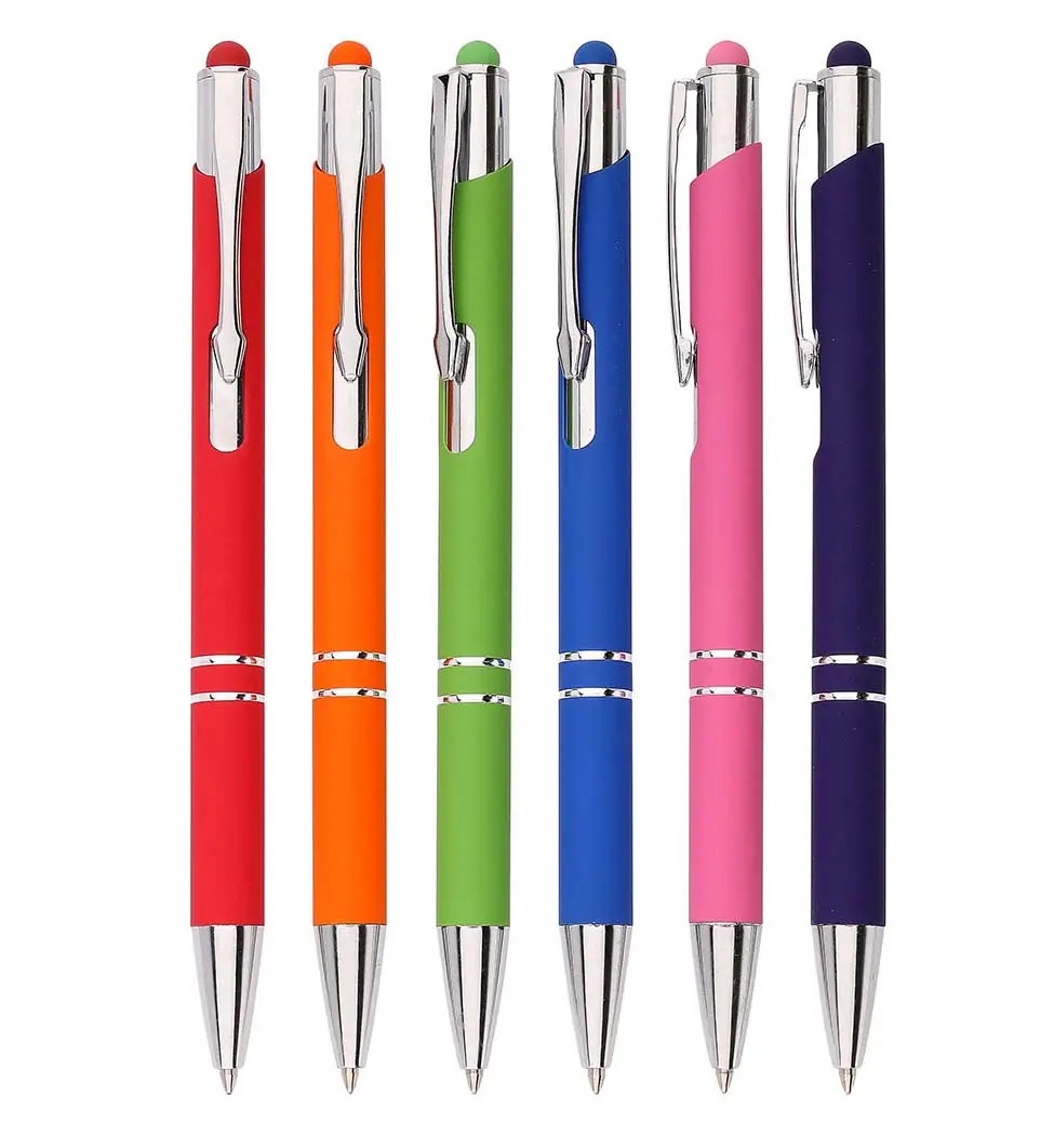 Multifunctional Metal stylus ball point pen with laser engrave logo show original color for gift