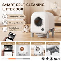 Bac à litière pour chat automatique, facile à nettoyer, avec couvercle fermé, intelligent, grande capacité 72L, contrôle par application, éliminateur d'odeurs, multi-chats, OEM
