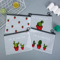 Dessin animé Cactus fermeture éclair PVC fichier sac Transparent étanche étudiant sac de rangement pour bureau papeterie vêtements étudiant information