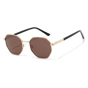 Gafas de Sol Unisex con Marco Metálico Octagonal, Lentes Marrones, Protección UV400, Estilo Moderno para Adultos - Product Image 1