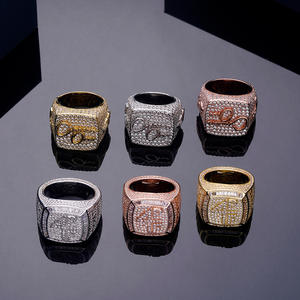 Bagues hiphop personnalisées, en argent sterling 925, forme carrée en laiton platine, bijou de <span class=keywords><strong>basket</strong></span>-ball, de champion, originales - Product Image 4