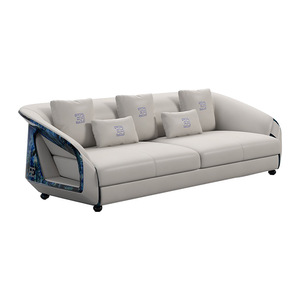 Ensemble de canapés en cuir véritable de luxe convertible en forme de U pour hôtel, villa, club, grand appartement, salons - Product Image 5