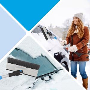 Brosse à neige sèche personnalisée OEM, pelle à déneiger, grattoir à glace, manche télescopique en plastique 680x120x40mm pour automobile - Product Image 4