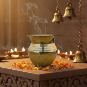 Vintage Brass Kalash Lota Pot <b>Small</b> Large Traditional Puja Vessel Temple Ritual Utensil Home Decor Water Pot - Product Image 3