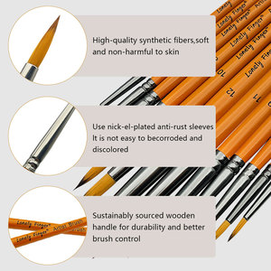 Lonely Finger Ensemble de 12 pinceaux ronds en nylon pour aquarelle, peinture acrylique et application de peinture faciale - Product Image 3