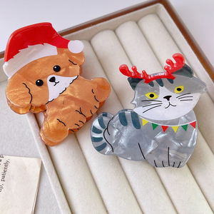 Giáng Sinh Phim Hoạt Hình Động Vật Gãi Clip Đầy Màu sắc Mèo Con Chó Con <span class=keywords><strong>Moose</strong></span> Cá Mập Clip Sáng Tạo Pháp Cho Phụ Nữ Trẻ Em 2023 Mới - Product Image 5