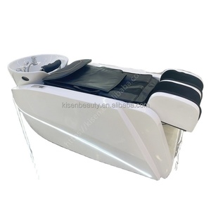 Table de lavage de luxe Kisen pour salon de coiffure, lit de spa pour lavage de cheveux, fauteuil électrique automatique avec évier en céramique/plastique pour corps de grande taille - Product Image 1