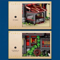 Reobrix 66017 NUEVO MOC, Modelo Modular de Taberna con Vista a la Calle Medieval Europea, Juguetes Creativos Retro para Niños, Juego de Bloques de Construcción