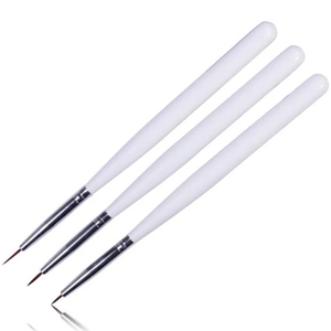 Lot de 3 pinceaux à ongles professionnels à manche blanc, en fibres de nylon, pour la décoration de motifs capillaires, le dessin de fleurs, le croquis et le traçage de lignes - Product Image 2