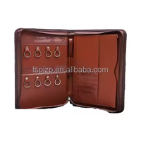 Portefeuille à glissière en cuir PU de taille A4 personnalisée avec fente pour touches pour présentations de conférence ou organisation de dossiers de Manille