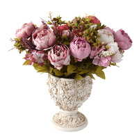 Bunga Sutra Peony Buatan 13 Tangkai, Laris Manis, untuk Dekorasi Pernikahan & Natal, Tersedia Berbagai Warna