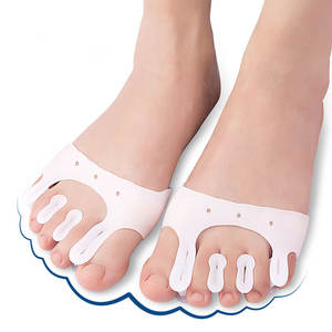 Séparateur d'orteils à cinq trous respirant absorbant les chocs Massage anti-pression avant-pied <span class=keywords><strong>Orthèse</strong></span> <span class=keywords><strong>Hallux</strong></span> <span class=keywords><strong>Valgus</strong></span> demi-taille - Product Image 2