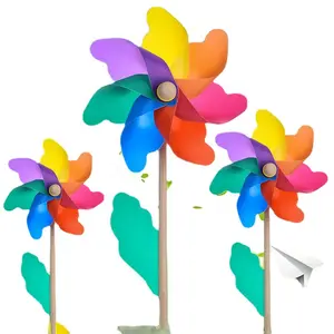 Holesale-molino de viento de plástico, varilla de madera colorida, juguetes para niños para actividades promocionales
