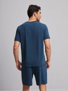 Wholesale Custom Cozy Soft <strong>Men</strong> Pajamas Set Short Sleeve <strong>Mens</strong> Loungewear Sleepwear T-shirt Tee <strong>Pyjamas</strong> - Product Image 5