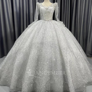 Robe de mariée élégante, robe de mariée ornée de sequins et de perles, robe de soirée en dentelle, robe de soirée Nigéria Lscm11 Jancember - Product Image 2