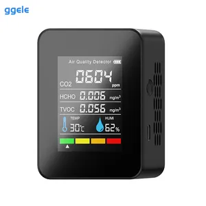 Ggele Wall Mount Air Quality Detector TVOC HCHO Co2 Carbon Dioxide Detector Portable Co2 Meter Gas Analyzers
