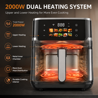 Friteuse à air numérique WiFi OEM 5,5 L 2000 W à double chauffage avec fenêtre visible, boîtier métallique, appareil de cuisson électrique pour la cuisine