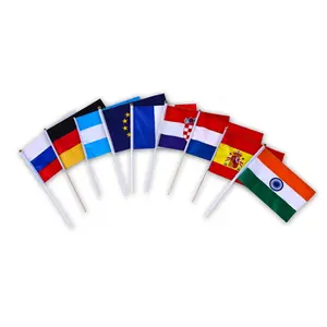 Popular Cheap Outdoor Display 14x21cm Polyester Mini Waving All National Country Flags Sublimation Hand Flag 14x21