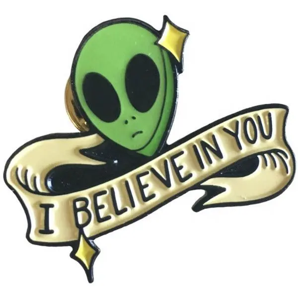 Cartoon Space Gold Plating Pin Badge Cute Decoration Lapel Pins Metal UFO Alien Pin