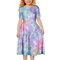 Vêtements pour enfants personnalisés, jupes maxi à col rond d'été samoanes, vêtements pour enfants surdimensionnés polynésiens, robes à étages douces pour filles hawaïennes