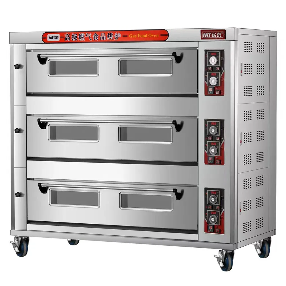 Equipamento de cozimento industrial comercial electr 1 2 3 Decks 9 Bandejas forno de padaria elétrico a gás para pão