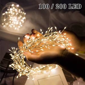 200 Đèn <span class=keywords><strong>LED</strong></span> 5M Vòng hoa Pháo Ngoài Trời Dây Đồng Pin Hoạt Động <span class=keywords><strong>LED</strong></span> Cổ Tích Cụm Chuỗi Đèn Với USB Điều Khiển Từ Xa - Product Image 3
