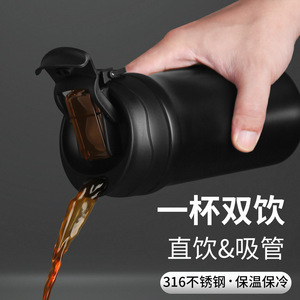 Termo Mocha de Acero Inoxidable 316, Botella de Agua Aislada con Tapa Abatible para Deportes y Viajes - Product Image 5