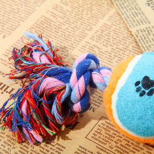 Juguete para mascotas, pelota de tenis, cuerda de algodón, juguete para masticar para perros, limpieza dental, resistente a mordidas, 23*7cm, 110g - Product Image 2