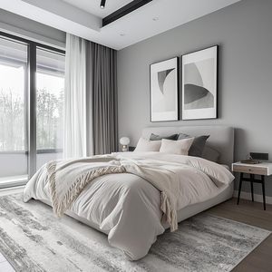 พรมปูพื้นขนาดใหญ่ 8x10 นิ้ว <span class=keywords><strong>สี</strong></span><span class=keywords><strong>เทา</strong></span> ลวดลายแบบนามธรรม ซักเครื่องได้ นุ่มสบาย ไม่ลื่น เหมาะสำหรับห้องนั่งเล่น ห้องนอนขนาดใหญ่ น้ำหนักเบา - Product Image 3