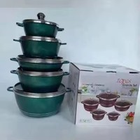 Ensemble d'ustensiles de cuisine en aluminium moulé sous pression antiadhésif à fond en spirale moderne de 10 pièces