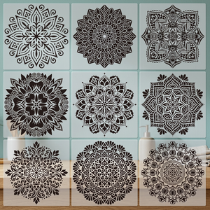 Plantilla Mandala Cuadrada de 12 Pulgadas, 1 Pieza Reutilizable, de Plástico Cortado con Láser, para Pintar Arte en Paredes y Pisos - Product Image 3