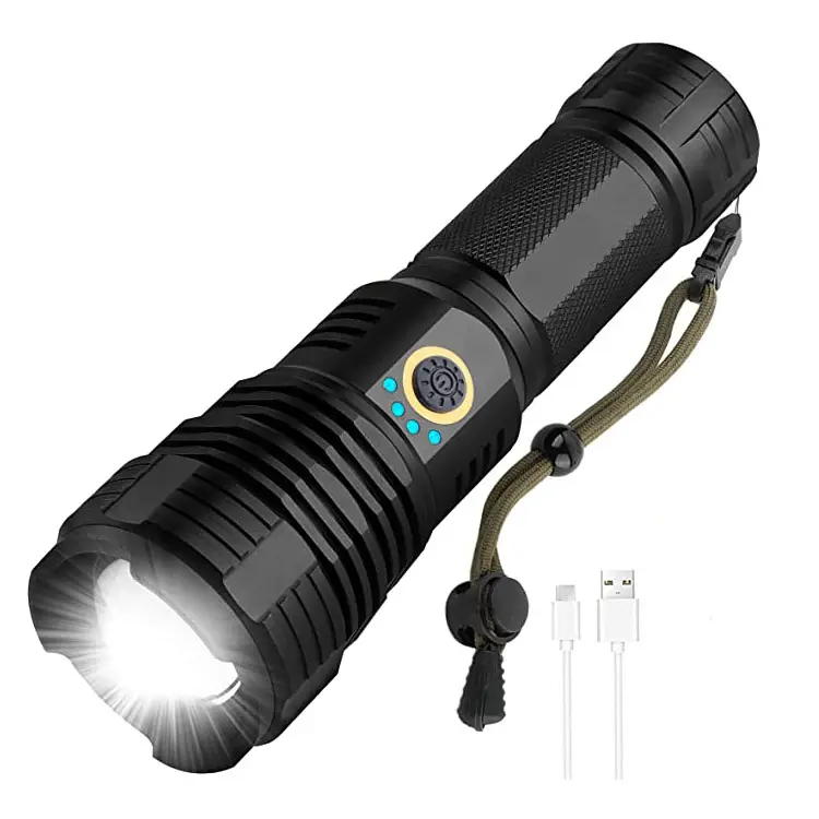 Tactical Led Flashlight High Lumen 26650 Usb Charging Outdoor XHP70 Flashlight Led Torch Flash Light 5 Modes Telescopic Rechargeable Led Lights