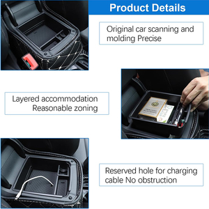 QEEPEI ABS Insert de stockage pour VW <span class=keywords><strong>Tiguan</strong></span> 2 MK2 2017-2023 Console de voiture Plateau central Organisateur Accoudoir Organisateurs de voiture Accessoires - Product Image 6
