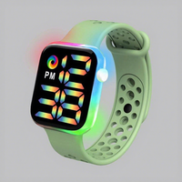 Jam Tangan Digital LED Plastik Baru Grosir, Jam Tangan Sport Elektronik Fashion untuk Pelajar dan Pasangan, Jam Tangan Keren Warna-warni Pelangi