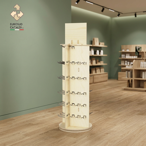Espositore in legno di qualità con ganci fabbricato Made in Italy in betulla altezza 95 cm per negozi e supermercati. - Product Image 4