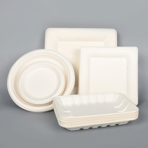 Assiette en papier jetable de 9 pouces pour bagasse Plat de service en pulpe de canne à sucre naturelle Technique polie en plastique à motifs pour le service de fruits - Product Image 5