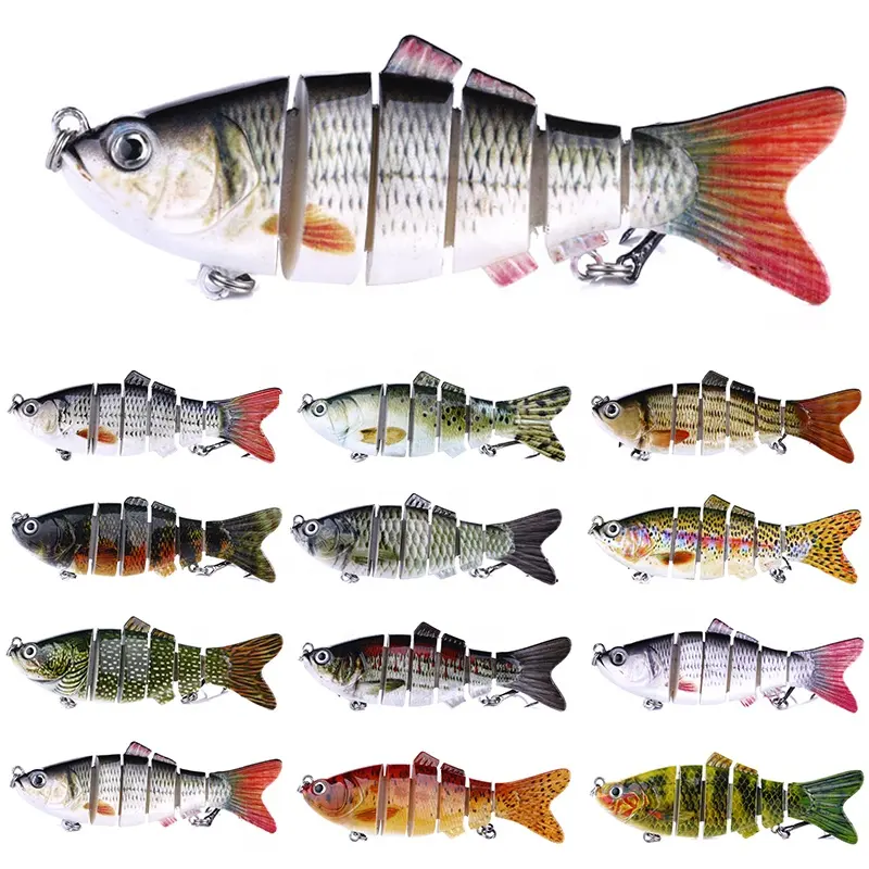 Hengjia 4" 6 section lure 18g segment jointed swimbait 3d printing 10cm pike lifelike fishing lure hard