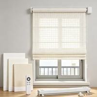 Store romain motorisé en tissu texturé rayé, sur mesure, pour balcon, véranda, fenêtre, baie vitrée, hybride moderne, vente en gros