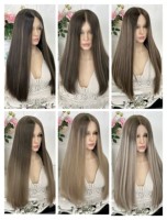 Perruques en dentelle HD de qualité 12A, cheveux humains vierges non traités, densité légère, vague naturelle, brun balayage, Alibaba