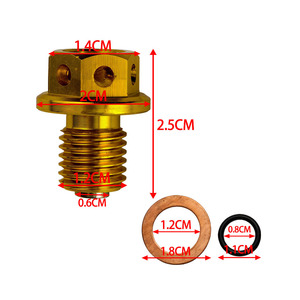 Vis de moteur magnétique en aluminium personnalisée - Vis de vidange d'huile résistante <span class=keywords><strong>à</strong></span> la chaleur courte, mise <span class=keywords><strong>à</strong></span> niveau, vis recouverte, moto - Product Image 5