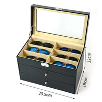 Cuero 12 piezas anteojos y 12 relojes Almacenamiento y gafas cajón de exhibición organizador de caja bloqueable