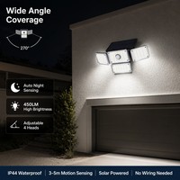 Lampe solaire à détecteur de mouvement à 224 LED, télécommandée, design à 4 feuilles, lampe murale de sécurité résistante aux intempéries, haute efficacité pour les chemins