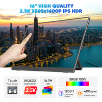 Moniteur tactile portable 2,5K 16 pouces, écran LCD IPS, ultra fin, écran externe, support pliable, ordinateur portable, jeux, affaires, haut-parleur