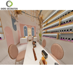 Diseño Interior de Salones de Uñas, Mesa de Manicura Personalizada y Moderna, Vitrinas para Esmaltes de Uñas, Idea de Decoración para Salón de Belleza - Product Image 1