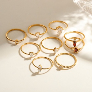 MICCI 18k Gold Plated Non Tarnish Jewelry Stainless Steel Dainty Zircon Eternity <b>Thin</b> Stackable <b>Ring</b> - Product Image 4